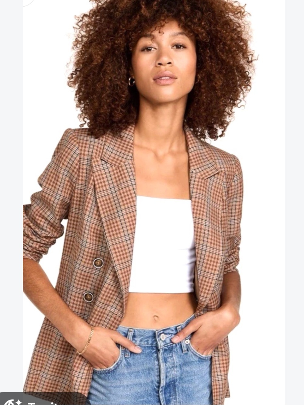 PAIGE Londyn Bronze Dust Multi Plaid Double Breasted Blazer Women’s Size M